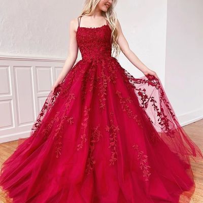 Sp1050,dark red applique tulle prom dresses,beaded spaghetti straps evening party dress