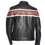 Vintage Biker Motorcycle Stripped Retro Leather Jacket Internal Viscose Lining for Men's-1