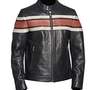 Vintage Biker Motorcycle Stripped Retro Leather Jacket Internal Viscose Lining for Men's-4