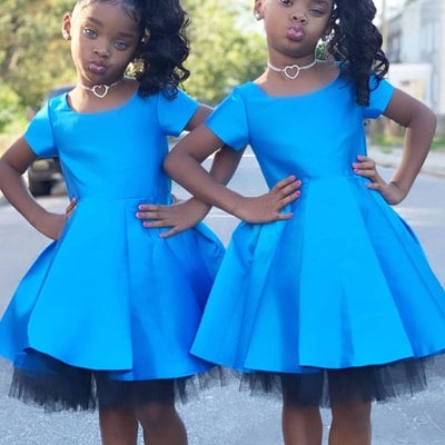 Blue short flower girl dresses mk8 - Thumbnail 4