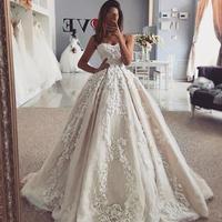 Gorgeous Ball Gown Sweetheart Tulle Wedding Dresses with Appliques, Luxurious Wedding Dresses - Thumbnail 1