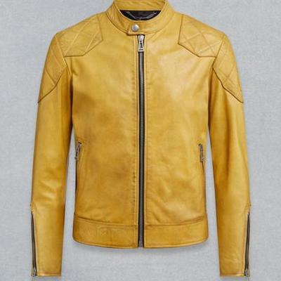 Herren distressed gelb echtleder jacke yellow leather jacket biker jacket retro style jungs jacket new yellow leather jacket