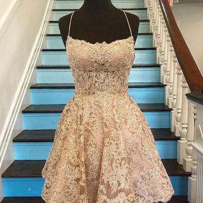 Sp1060,sexy spaghetti strap a line lace short party dress homecoming dresses - Thumbnail 5