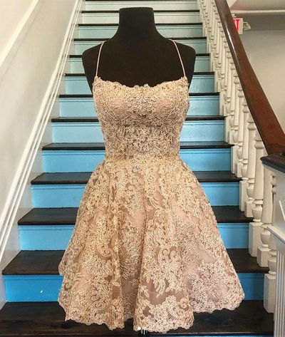 SP1060,Sexy Spaghetti Strap A Line Lace Short Party Dress Homecoming Dresses