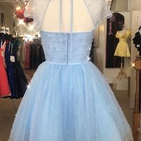 SP1061,Sparkle Beaded Cap Sleeves Light Sky Blue Homecoming Dress - Thumbnail 1