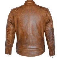 Brown Retro Motorcycle Cafe Racer Vintage Jacket For Men - Thumbnail 1
