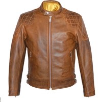 Brown Retro Motorcycle Cafe Racer Vintage Jacket For Men - Thumbnail 4