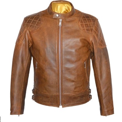 Brown retro motorcycle cafe racer vintage jacket for men