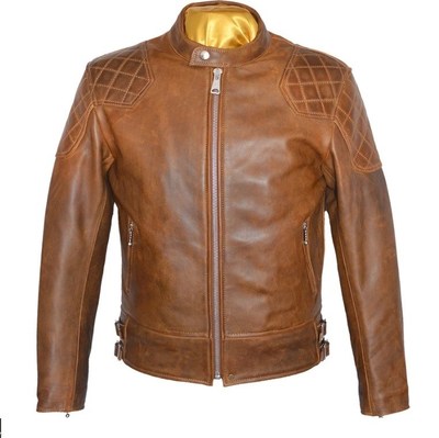 Brown Retro Motorcycle Cafe Racer Vintage Jacket For Men