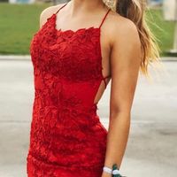 SP1068,Sexy red short homecoming dresses, tight short cocktail party dresses,cheap lace dresses for teens - Thumbnail 3