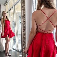 SP1070,Cute Homecoming Dress,Spaghetti Straps Homecoming Dress,A-line Homecoming Dress,Short Prom Dress,Graduation Prom Dress - Thumbnail 1