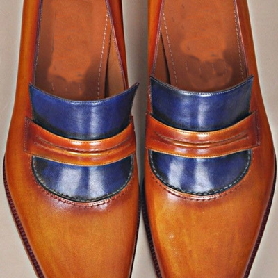 Mr leather classic oxford finishing brown leather formal penny loafer fashion dress shoes - Thumbnail 3