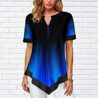 Split Neck Plaid Print Roll Tab Sleeve Blouse - Thumbnail 2