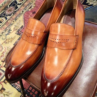 New Two Tone Handmade Leather Moccasin Wedding Shoes,Mens Formal Wear Shoes - Thumbnail 1