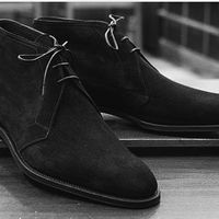 Decent Black Handmade Cheap Price Chukka Suede Lace Up Christmas Boot For Men - Thumbnail 1