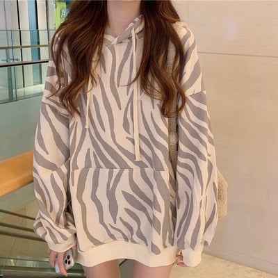 Zebra stripe pattern hoodie sweatshirt