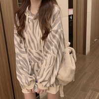 Zebra Stripe Pattern Hoodie Sweatshirt - Thumbnail 3