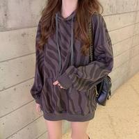 Zebra Stripe Pattern Hoodie Sweatshirt - Thumbnail 5