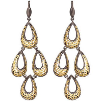 14k gold and hematite filigree earring