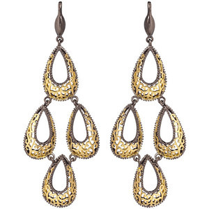 14k gold and hematite filigree earring