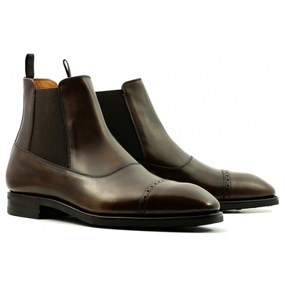 Men's chelsea leather ankle boots, brown boots - Thumbnail 3
