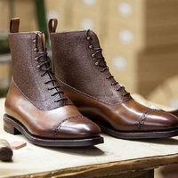 New Handmade two tone leather soled Balmoral Boot, made using the finest French Antique calf in Oak & Brown - Thumbnail 4