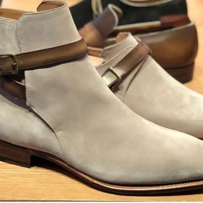 Handmade men beige jodhpurs buckle boot - Thumbnail 2