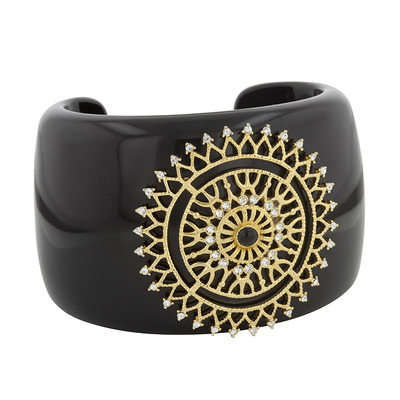 Dia black resin cuff  crystal bracelet