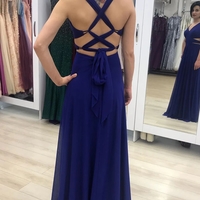 Elegant Sheath V Neck Burgundy Long Prom Dress with Slit - Thumbnail 1