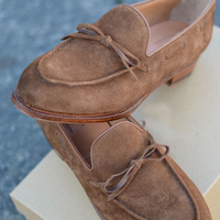 Classic Handmade Beige Suede Loafers Shoes,Men's Casual Wear Shoes - Thumbnail 1
