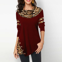 Leopard Print Long Sleeve Button Detail T Shirt - Thumbnail 1