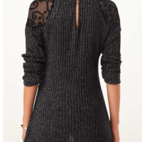 Keyhole Back Round Neck Long Sleeve T Shirt - Thumbnail 2