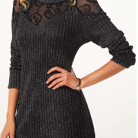 Keyhole Back Round Neck Long Sleeve T Shirt - Thumbnail 1