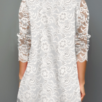 White Decorated Button Lace T Shirt - Thumbnail 1