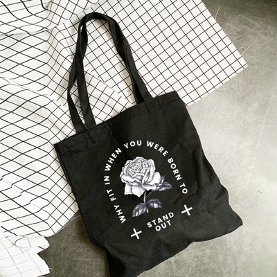 Free shipping-"why fit in when you were born to" tote bag - Thumbnail 4