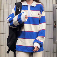 Sesame Street Blue White Color Block Stripe Polo Shirt - Thumbnail 2