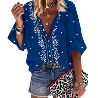 Loose Printed Long-Sleeved Button Cardigan Shirt - Thumbnail 3