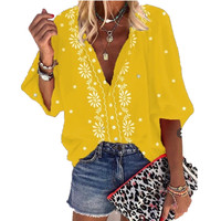 Loose Printed Long-Sleeved Button Cardigan Shirt - Thumbnail 2