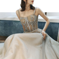 Lovely tulle lace long prom dress evening dress - Thumbnail 3