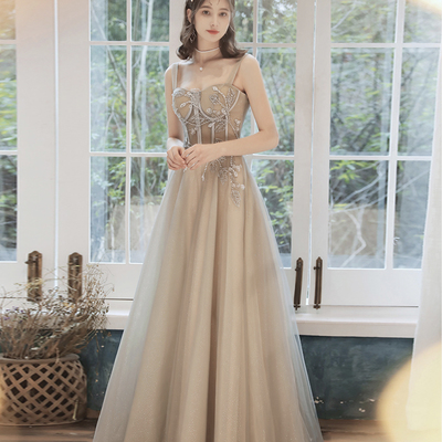 Lovely tulle lace long prom dress evening dress