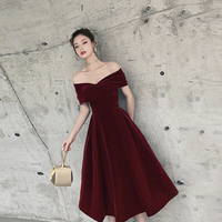 Burgundy velvet short prom dress homecoming dress - Thumbnail 5