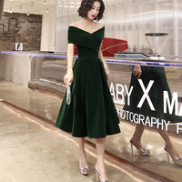 Green velvet short prom dress homecoming dress - Thumbnail 1