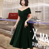 Green velvet short prom dress homecoming dress - Thumbnail 2