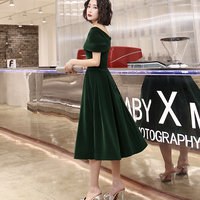 Green velvet short prom dress homecoming dress - Thumbnail 4