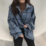 Plaid Retro Loose Cardigan Shirt-1