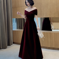 Elegant Velvet Long Prom Dress Evening Dress - Thumbnail 1