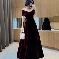 Elegant Velvet Long Prom Dress Evening Dress - Thumbnail 2