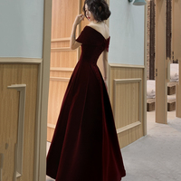 Elegant Velvet Long Prom Dress Evening Dress - Thumbnail 3