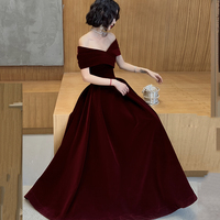 Elegant Velvet Long Prom Dress Evening Dress - Thumbnail 4