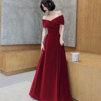 Elegant Velvet Long Prom Dress Evening Dress - Thumbnail 5